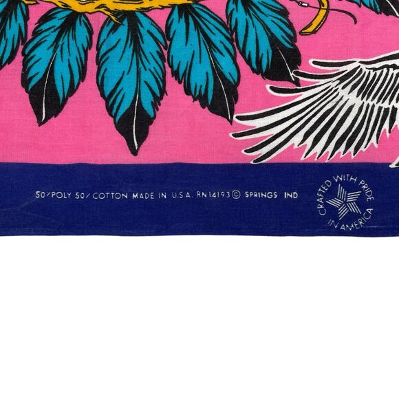 Vintage Native American Print Eagle Desert Southwest Bandana Made in USA - Picture 6 of 8